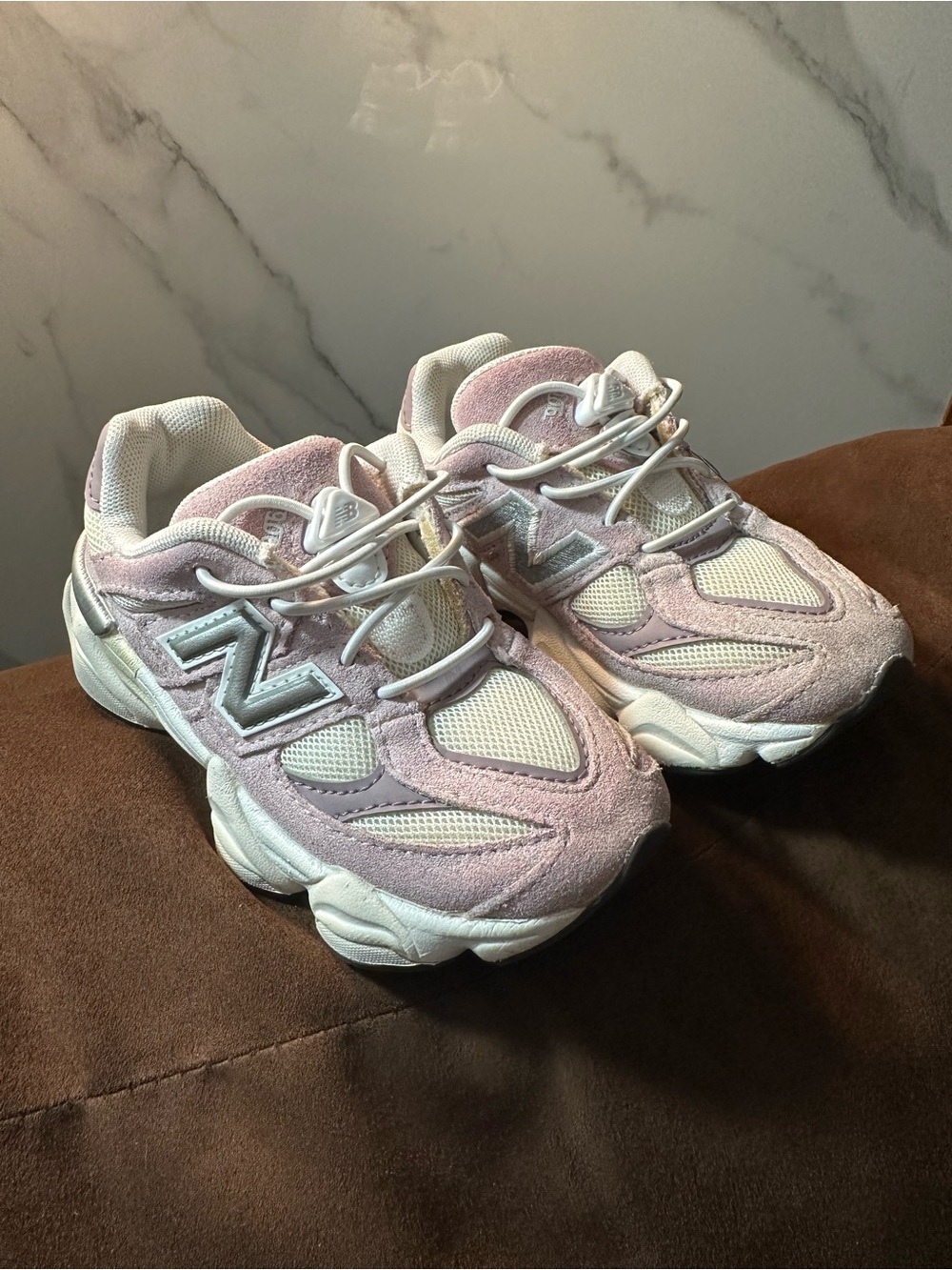 New Balance Kids Light Pink and White Athletic Sneakers